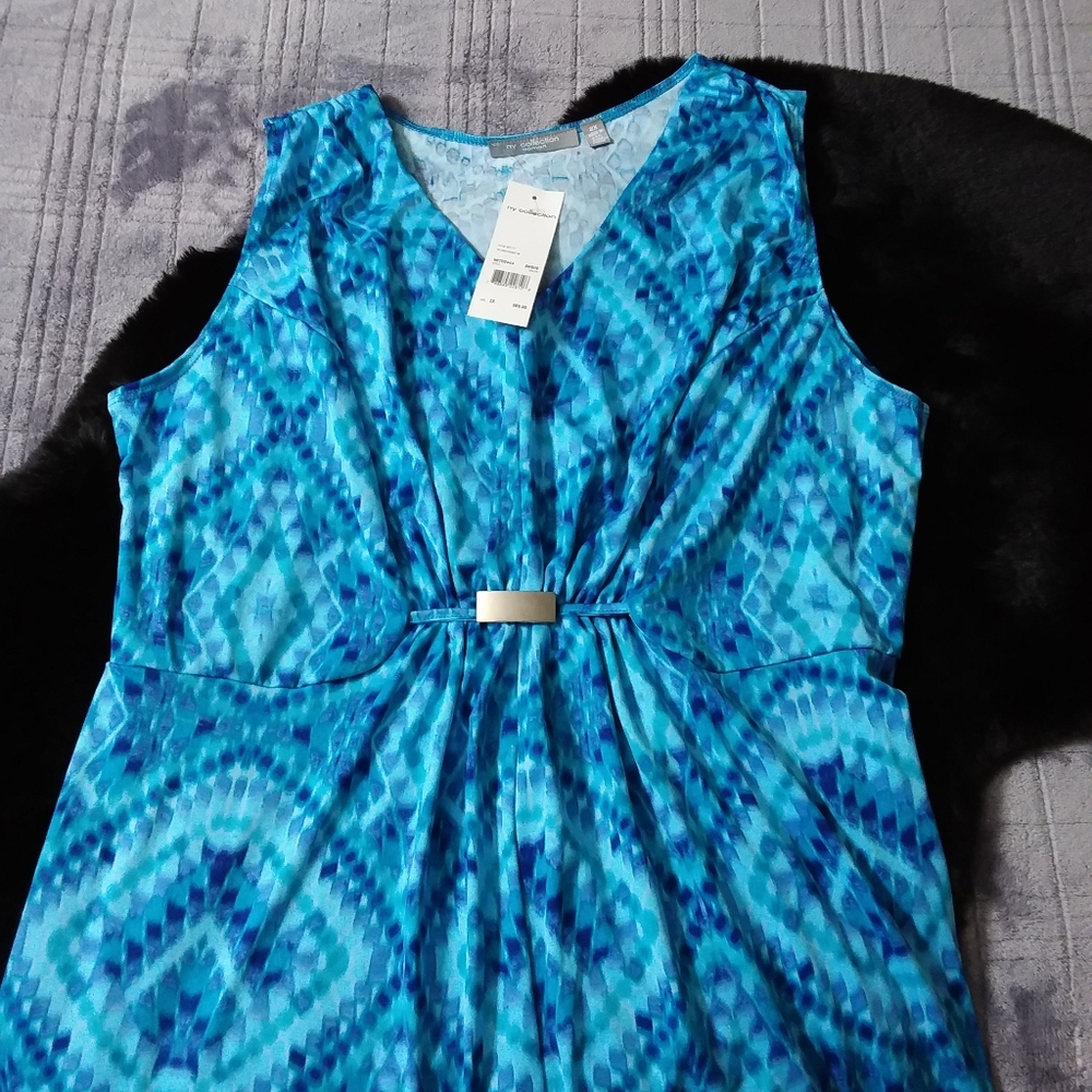 NY Collection, Blue sleeveless dress, 2x, NWT
